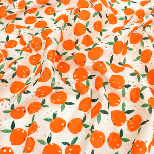 Cotton Broderie Anglaise - Oranges - END OF BOLT 24cm