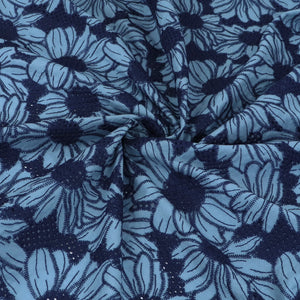 Cotton Broderie Anglaise - Sunflowers - Blue