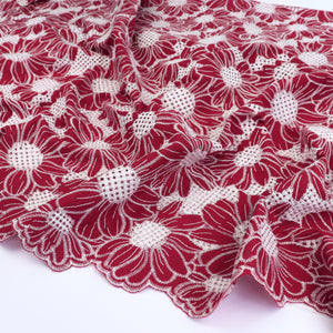 Cotton Broderie Anglaise - Sunflowers - Red