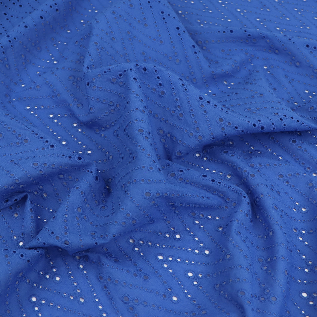 Cotton Broderie Anglaise - Zigzag - Blue