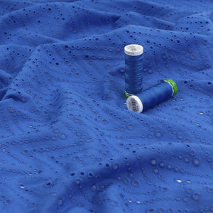 Cotton Broderie Anglaise - Zigzag - Blue