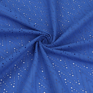 Cotton Broderie Anglaise - Zigzag - Blue