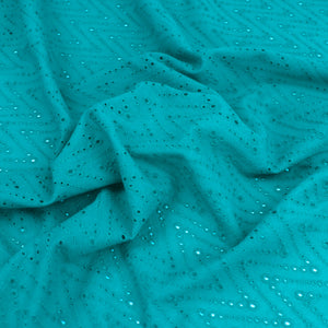 Cotton Broderie Anglaise - Zigzag - Bright Turquoise