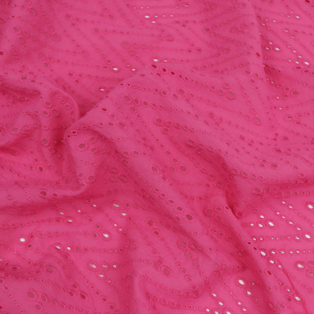 Cotton Broderie Anglaise - Zigzag - Pink