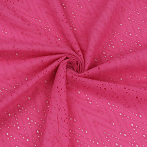 Cotton Broderie Anglaise - Zigzag - Pink