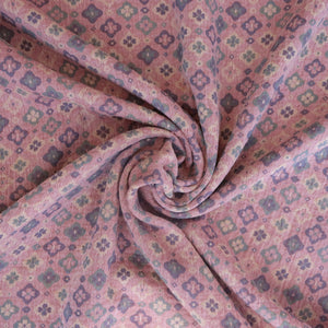 Cotton Double Gauze - Double Sided Jacquard Floral Tiles - END OF BOLT 29cm