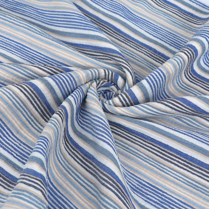 Cotton Double Gauze - Stripe - Blues - SALE