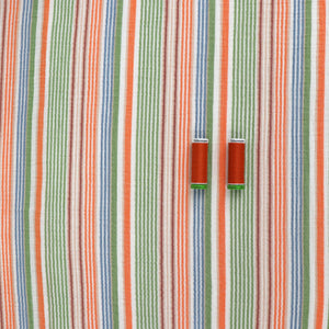 Cotton Double Gauze - Stripe - Orange, Green + Blue - SALE