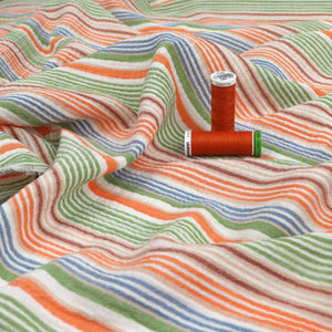 Cotton Double Gauze - Stripe - Orange, Green + Blue - SALE