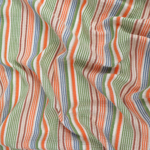 Cotton Double Gauze - Stripe - Orange, Green + Blue - SALE