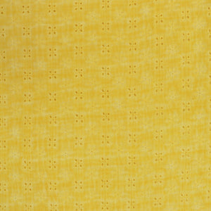 Cotton Double Gauze - Tie Dye Embroidered Floral - Lemon Yellow