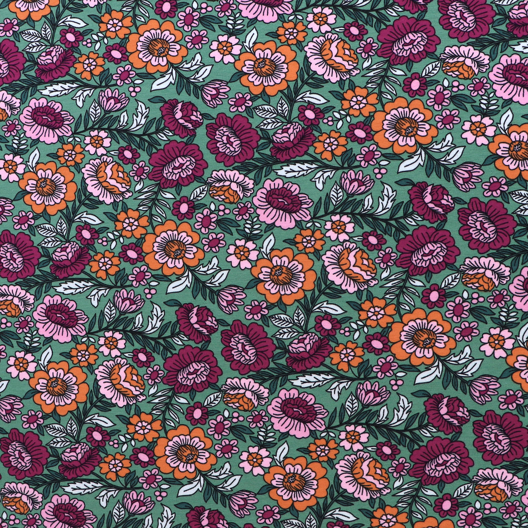 Cotton Jersey - Flower Garden - Green