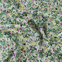 Cotton Lawn - Abstract Blooms - Green + Purple