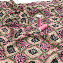 Cotton Lawn - Pink + Green Tiles