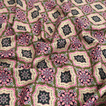 Cotton Lawn - Pink + Green Tiles