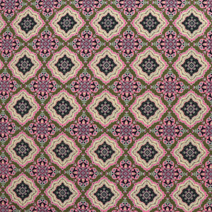 Cotton Lawn - Pink + Green Tiles