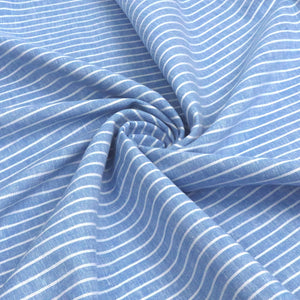 Cotton Linen - Marled Sky Blue - Stripe - END OF BOLT 125cm