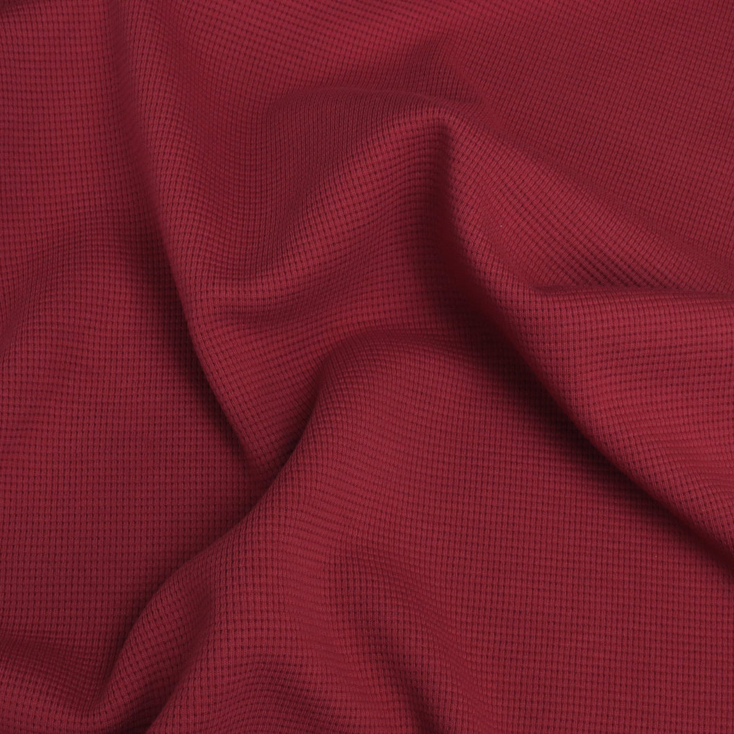 Cotton Mini Waffle Jersey - Dark Red