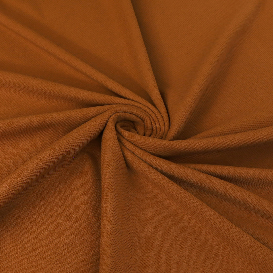 Cotton Narrow Ribbed Jersey - Dark Ochre