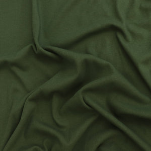 Cotton Narrow Ribbed Jersey - Olive Green