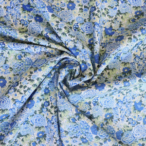 Cotton Poplin - Blue Flowers - SALE