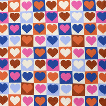 Cotton Poplin - Checkerboard Hearts - Off White