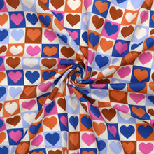 Cotton Poplin - Checkerboard Hearts - Off White