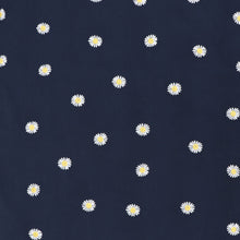 Cotton Poplin - Embroidered Daisies - Navy