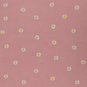 Cotton Poplin - Embroidered Daisies - Pink