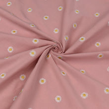 Cotton Poplin - Embroidered Daisies - Pink