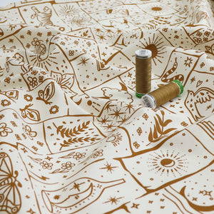 Cotton Poplin - Mystical Motifs - Cream