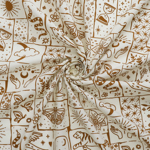 Cotton Poplin - Mystical Motifs - Cream