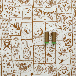 Cotton Poplin - Mystical Motifs - Cream