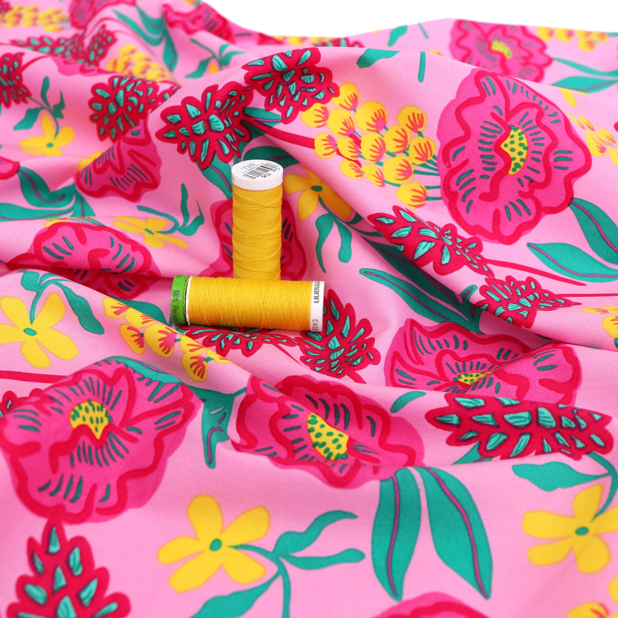 Cotton Poplin Nerida Hansen Fresh Flowers Light Pink Sew Me Sunshine