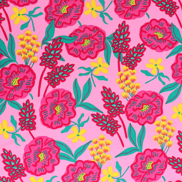 Cotton Poplin - Nerida Hansen - Fresh Flowers Light Pink - END OF BOLT 50cm