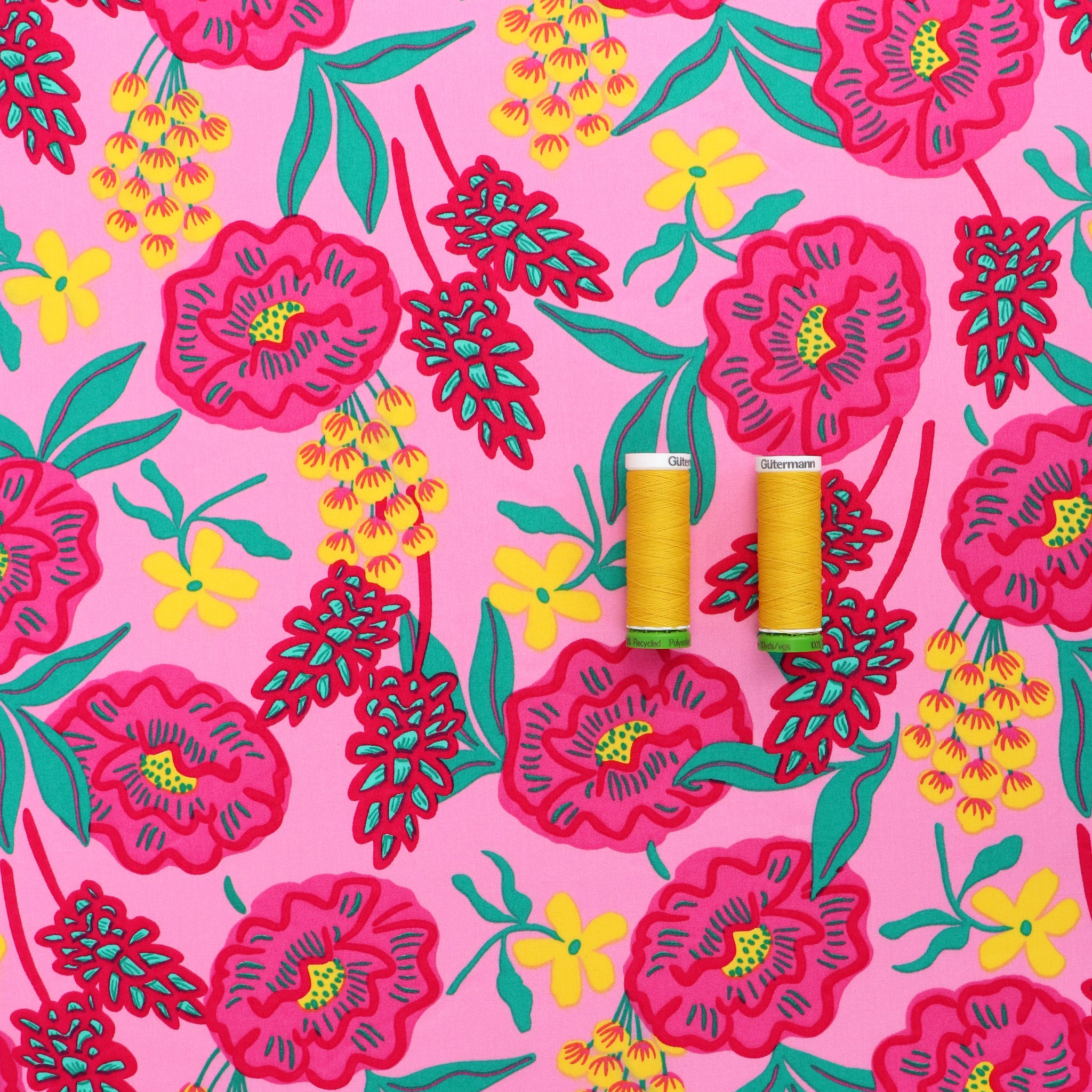 Cotton Poplin Nerida Hansen Fresh Flowers Light Pink Sew Me Sunshine