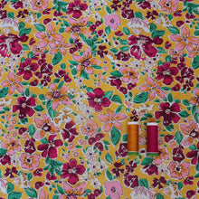 Cotton Poplin - Painted Floral - Yellow - SALE