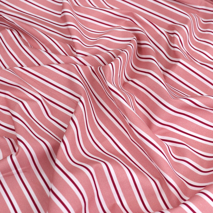 Cotton Poplin - Pink Two Tone Stripe