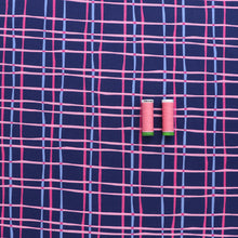Cotton Poplin - Pink + Blue Irregular Check