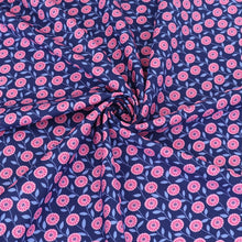 Cotton Poplin - Pink + Blue Trailing Flowers