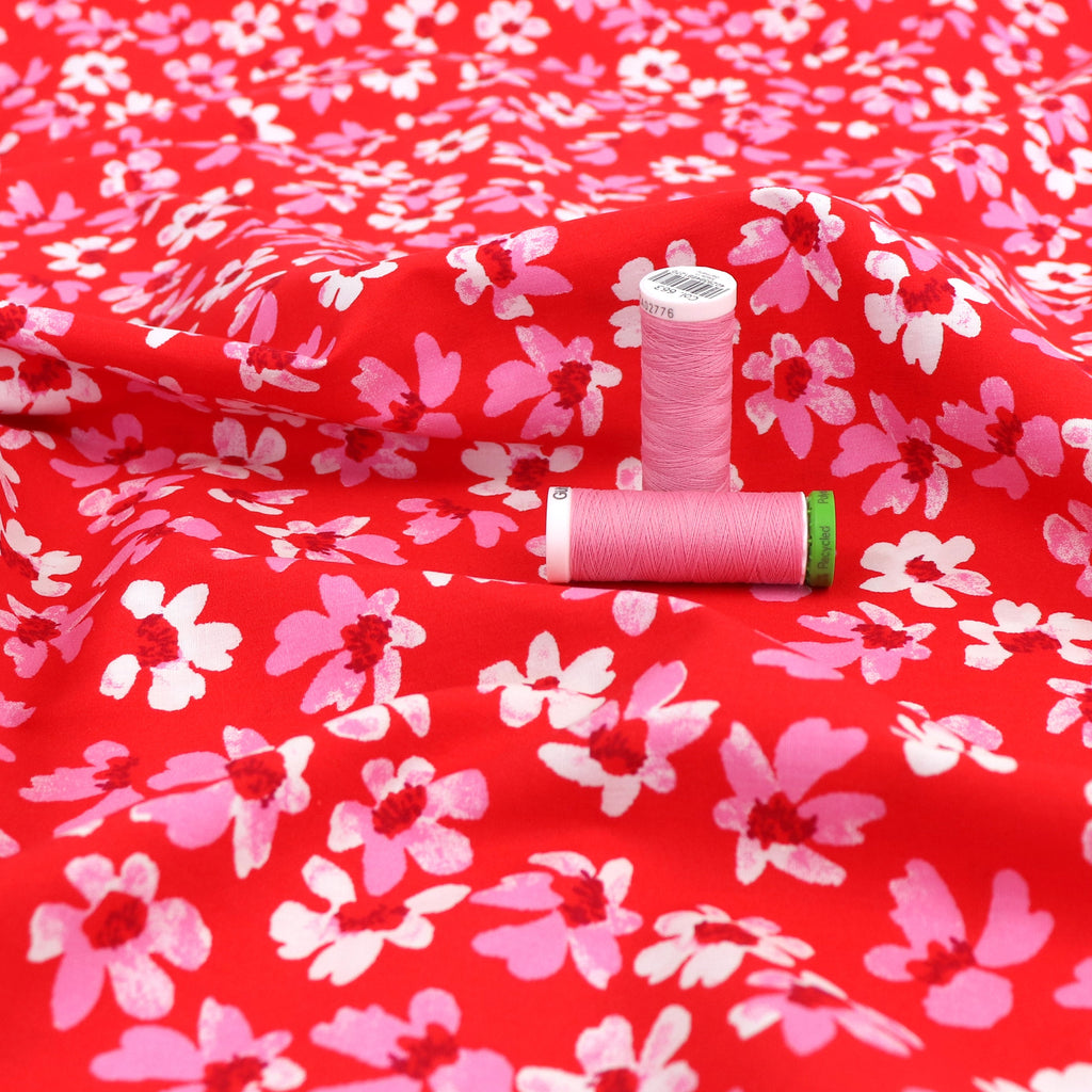 Cotton Poplin - Red Blooms – Sew Me Sunshine