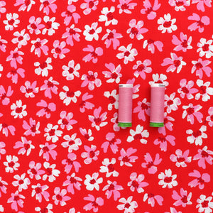 Cotton Poplin - Red Blooms - END OF BOLT 110cm