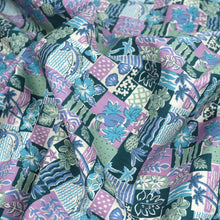 Cotton Poplin - Sevenberry Island Paradise - Purple + Green