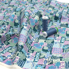 Cotton Poplin - Sevenberry Island Paradise - Purple + Green