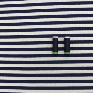 Cotton Ribbed Jersey Knit - Navy Breton