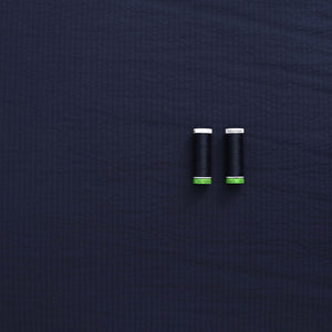 Cotton Seersucker - Navy Blue - END OF BOLT 44cm