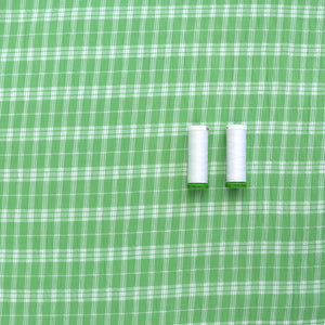 Cotton Seersucker - Plaid Check Green - END OF BOLT 193cm