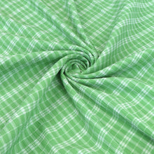 Cotton Seersucker - Plaid Check Green - END OF BOLT 193cm