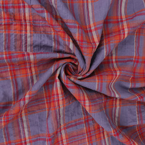 Cotton Seersucker - Purple + Orange Check