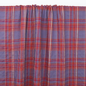 Cotton Seersucker - Purple + Orange Check